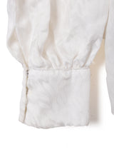 織柄 レースフリル 長袖ブラウス