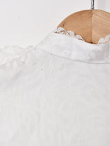 織柄 レースフリル 長袖ブラウス