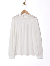 スタンドカラー チュール 長袖ブラウス