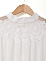 スタンドカラー チュール 長袖ブラウス