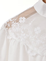 スタンドカラー チュール 長袖ブラウス