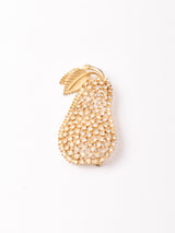 ラインストーン 洋ナシモチーフ ブローチ