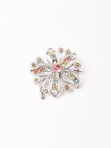 カラフルラインストーン フラワーモチーフ ブローチ