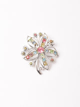 カラフルラインストーン フラワーモチーフ ブローチ