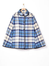 リバーシブル チェック柄 パイピングポンチョ