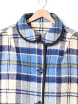 リバーシブル チェック柄 パイピングポンチョ