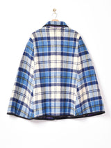 リバーシブル チェック柄 パイピングポンチョ