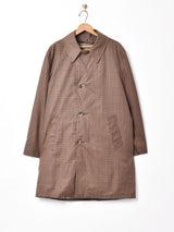 グレンチェック柄 ステンカラーコート