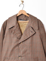 グレンチェック柄 ステンカラーコート