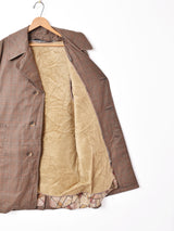 グレンチェック柄 ステンカラーコート