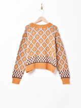 Meridian総柄 フェイクモヘアカーディガン