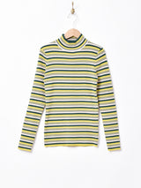 【3色展開】Elcamino モックネック マルチボーダーセーター