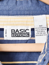 長袖 ストライプシャツ