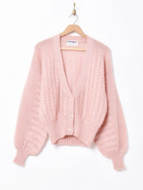 ローゲージ編み カーディガン