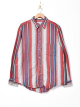 マルチストライプ 長袖フランネルシャツ