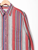 マルチストライプ 長袖フランネルシャツ