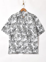 モノトーン 総柄 半袖シャツ