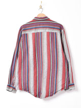 マルチストライプ 長袖フランネルシャツ