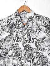 モノトーン 総柄 半袖シャツ