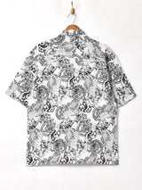 モノトーン 総柄 半袖シャツ