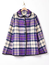 リバーシブル チェック柄 パイピングポンチョ