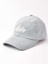 【2色展開】刺繍 コーデュロイキャップ 【Luckey】