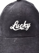 【2色展開】刺繍 コーデュロイキャップ 【Luckey】