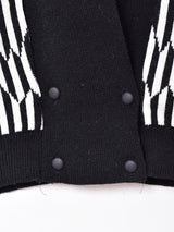 総柄 ダブルボタン ニットカーディガン