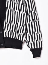 総柄 ダブルボタン ニットカーディガン