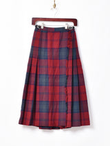 チェック柄 ラップウールスカート