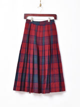 チェック柄 ラップウールスカート