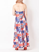 70s パッチワークデザイン  スリーブレスワンピース