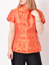 チャイナデザイン 半袖シャツ オレンジ