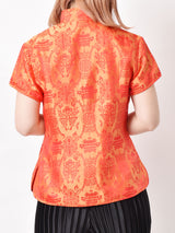 チャイナデザイン 半袖シャツ オレンジ