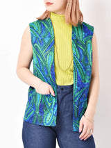 H BAR C ペイズリーパターン総柄ベスト ブルー系