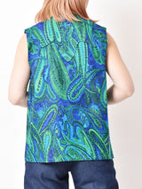 H BAR C ペイズリーパターン総柄ベスト ブルー系