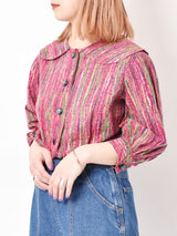 60s ラウンドカラーブラウス マルチパターン