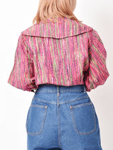 60s ラウンドカラーブラウス マルチパターン