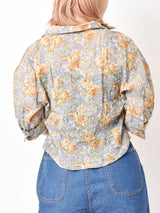 花柄 オープンカラー ブラウス