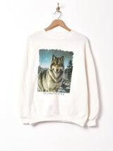 オオカミプリント スウェットシャツ