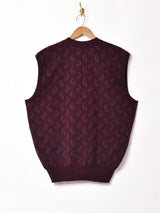 ペイズリー柄 ニットベスト