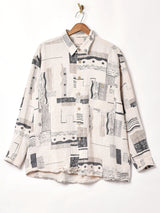 総柄 リネンシャツ