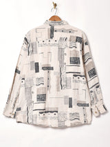 総柄 リネンシャツ