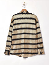 バンドカラー メタリック 長袖シャツ