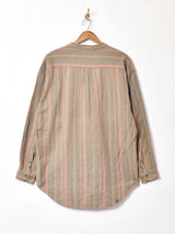 バンドカラー ストライプ 長袖シャツ