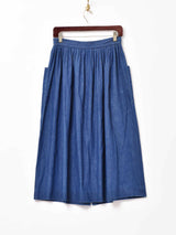 フロントボタンデザイン プリーツデニムスカート