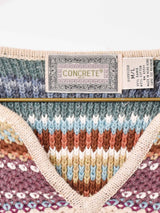 マルチボーダー コットン・リネンセーター