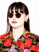 【3色展開】カラーレンズサングラス アンティークゴールド×ブラウン