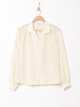 織花柄 長袖オープンカラーシャツ