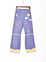 パッチデザイン デニムフレアパンツ W29